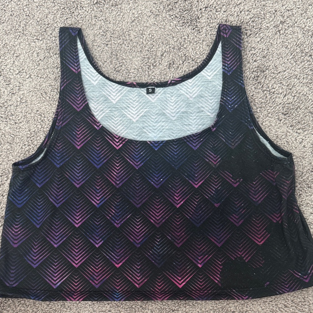 Women iedm Galactic Dragon Scale Purple crop tank top